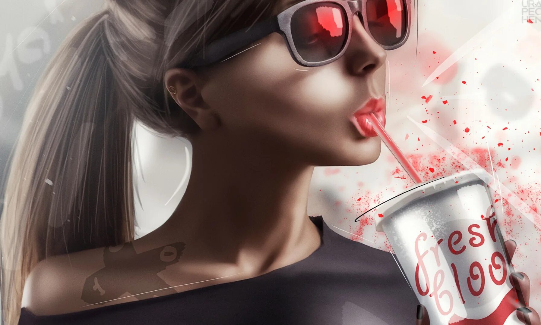 Обои для телефона крутые дерзкие. Девушка с коктейлем в очках. картинки на рабочий стол дерзкие. девушка с коктейлем арт. обои на телефон дерзкие.