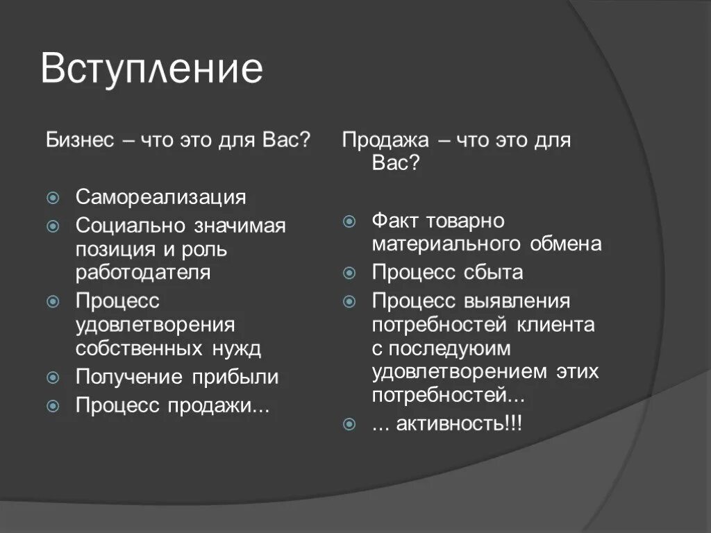 Членство в c. Роль и позиция. Способы вхождения в бизнес. Что для вас продажи?. Пути вхождения в бизнес.