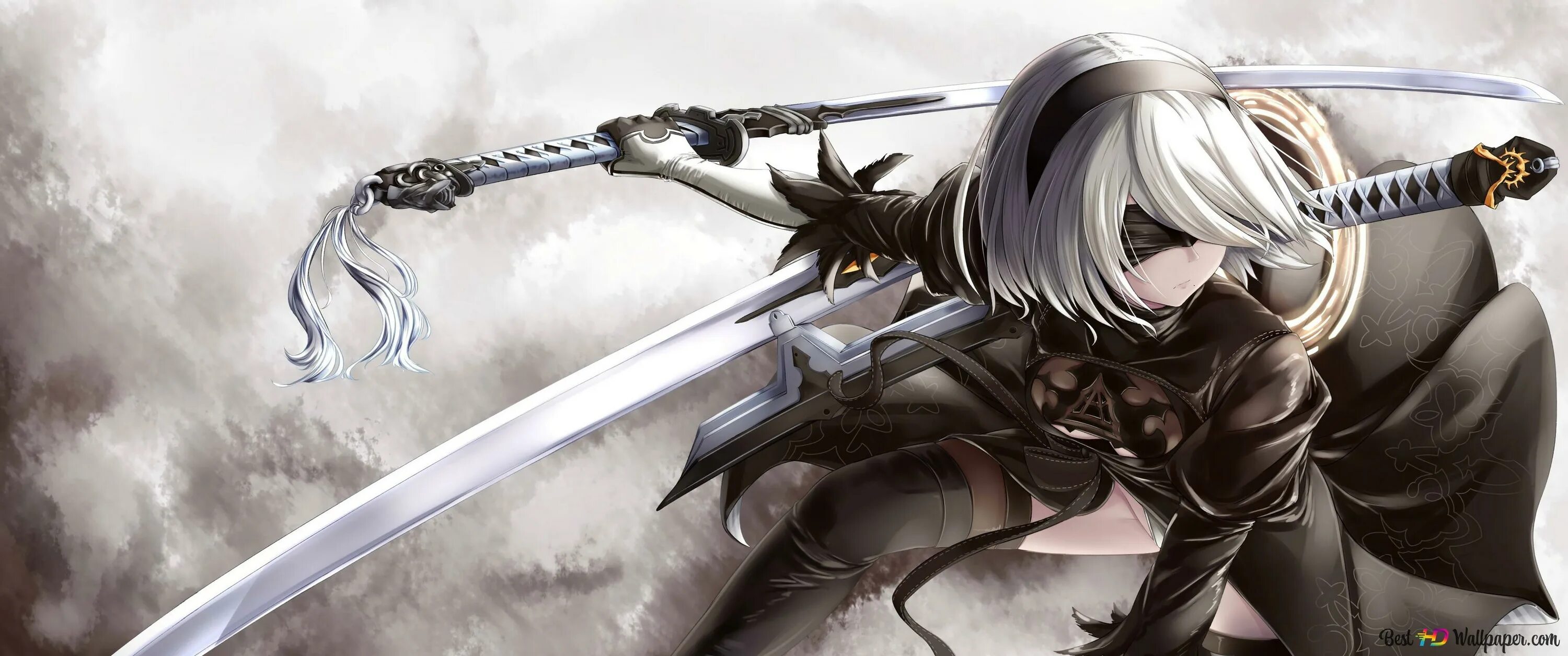 21 near. NIER Automata обои 3440x1440. 2b NIER. Катана NIER:Automata 2b 9s, hk8590a Silver.