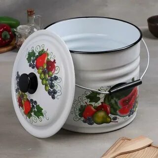Ведро 10 л эмалированное с крышкой