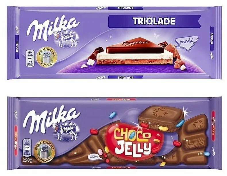 Шоколад 250 гр. Шоколад Milka Triolade 280гр. Шоколад Milka Toffee Wholenut, 300гр. Milka Peanut Caramel шоколад, 276гр. Шоколад Milka Raisins&Hazelnuts 270гр.