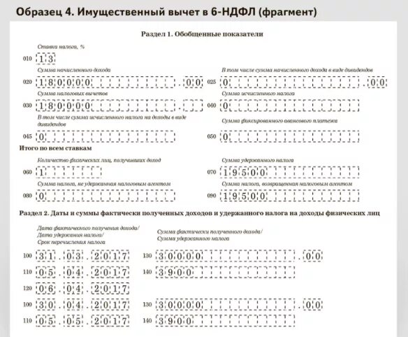 Имущественный вычет в 6 ндфл как отразить