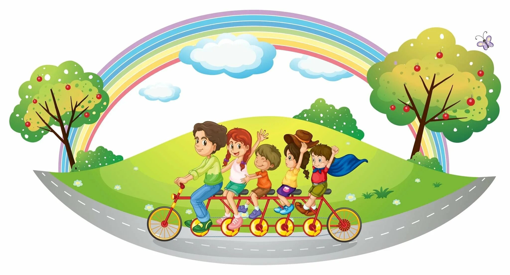 Прогулка рисунок для детей. Летнее путешествие для детей. Прогулка картинки для детей. Поездка на велосипеде рисунок.