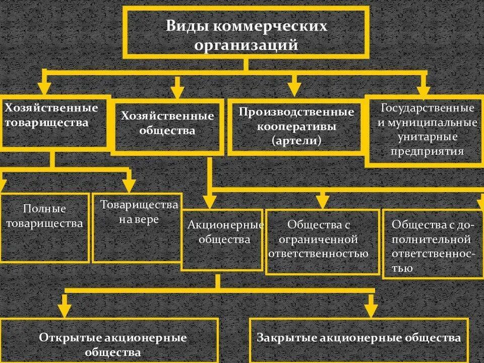 Типы коммерческих предприятий. Типы коммерческих предприятий