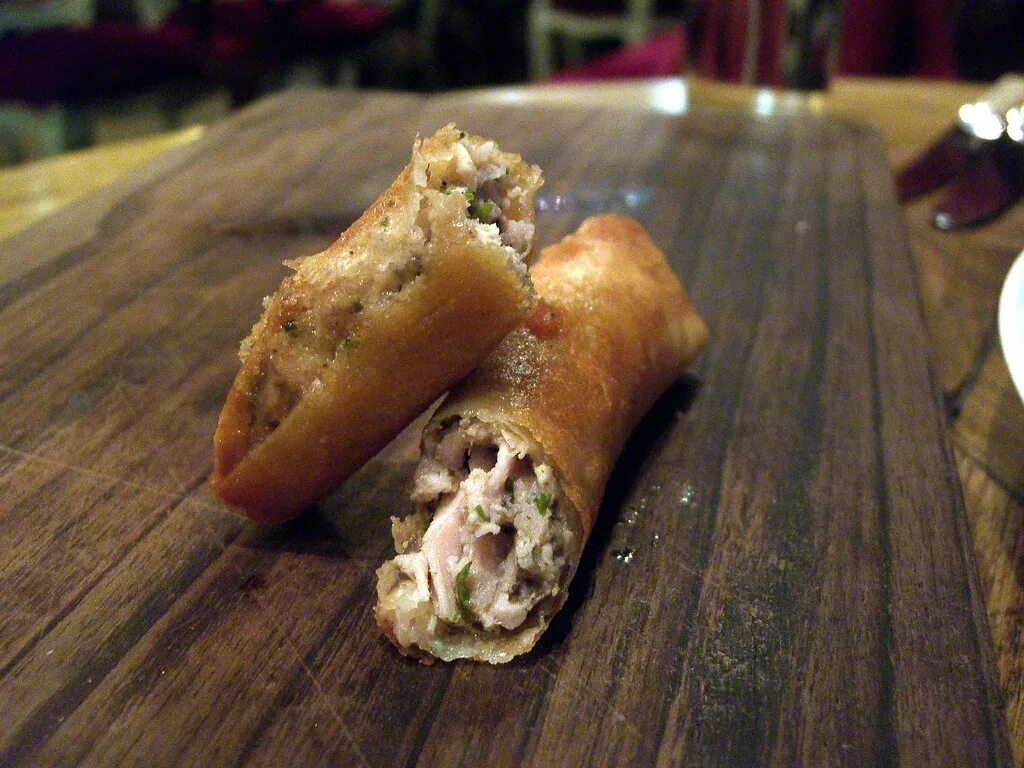 Roll inside. Egg roll wrappers.