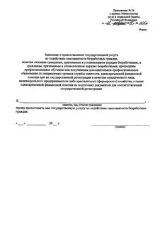 Заявление о предоставлении государственной услуги