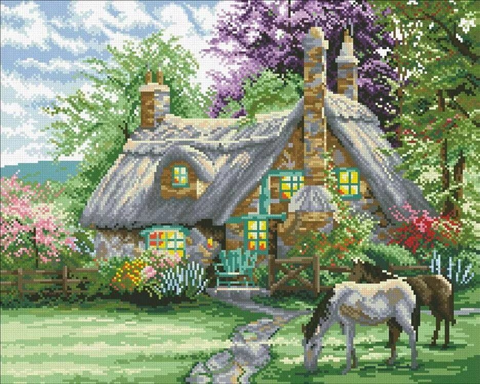 вышивка крестиком. сумеречный мост дименшенс. схемы для вышивания крестиком. набор для вышивания dimensions 35172 "сумеречный мост". вышить крестом картины.