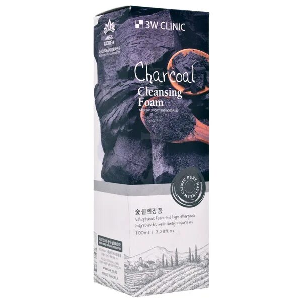 Cleansing charcoal. Пенка 3w Clinic с углём 100. 3w Clinic пенка для умывания с углем Charcoal Foam Cleansing, 100 мл. Пенка для умывания 3w Clinic уголь, 100мл. 3w Clinic пенка для лица с древесным углем.