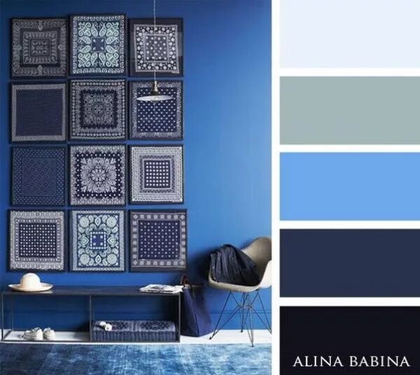 синий цвет Interiores de casas, Interiores escuros, Interior de design