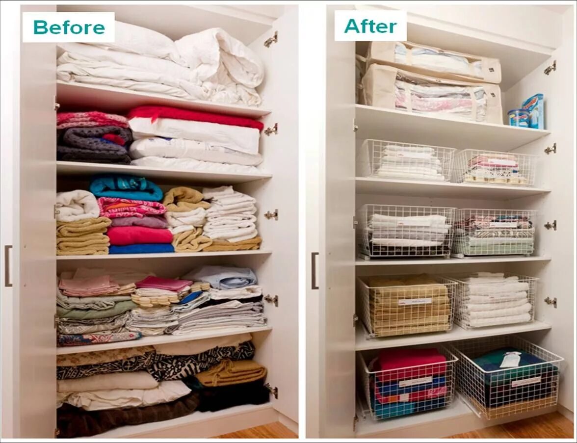 Какой способ хранения. Организация хранения вещей в шкафу. Идеи хранения постельного белья. Хранение постельного белья и полотенец. Хранение одежды в шкафу.