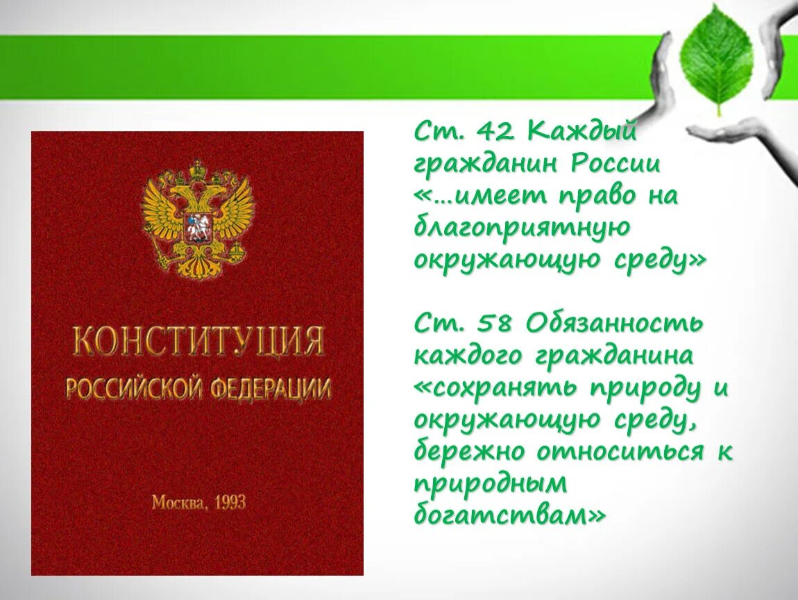 Каждый в рф обладает правом. Право на благоприятную окружающую среду. Право каждого на благоприятную окружающую среду. Каждый гражданин России имеет право.