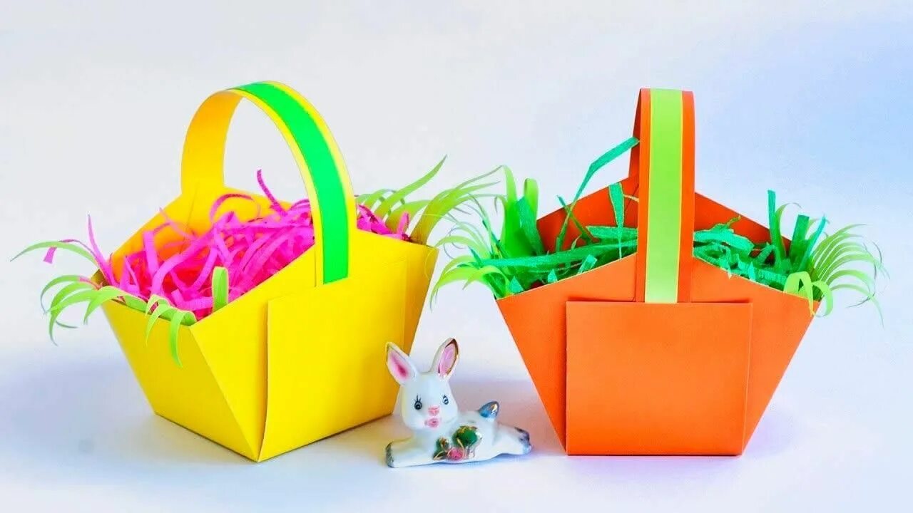 Детская корзинка своими руками. Корзинка из бумаги. корзинка из бумаги для детей. корзина из картона. пасхальная корзинка.