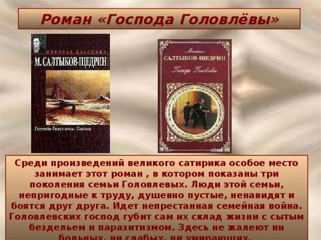 Герои произведений салтыкова щедрина. Господа Головлевы анализ произведения.