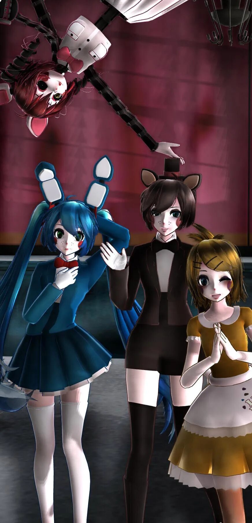 Фнаф девушки. Аниматроники аниме. mmd fnaf аниме. фнаф 5 аниматроники аниме ммд. фнаф 2 ммд фредди девушка.