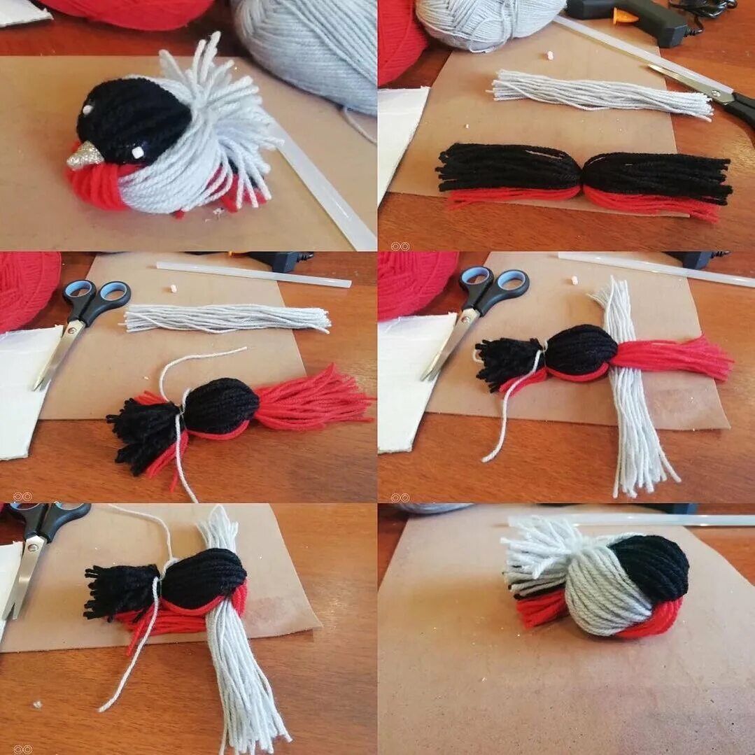 снегирь из ниток своими руками пошаговое. снегирь из помпонов мастер класс. поделки из пряжи. снегирь из пряжи. снегирь из пряжи.