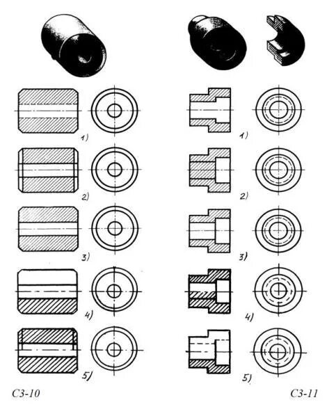 Правильная деталь. Сечение втулки на чертеже. Втулка чертеж Инженерная Графика. Сечение втулки Инженерная Графика. Втулка в разрезе чертеж.