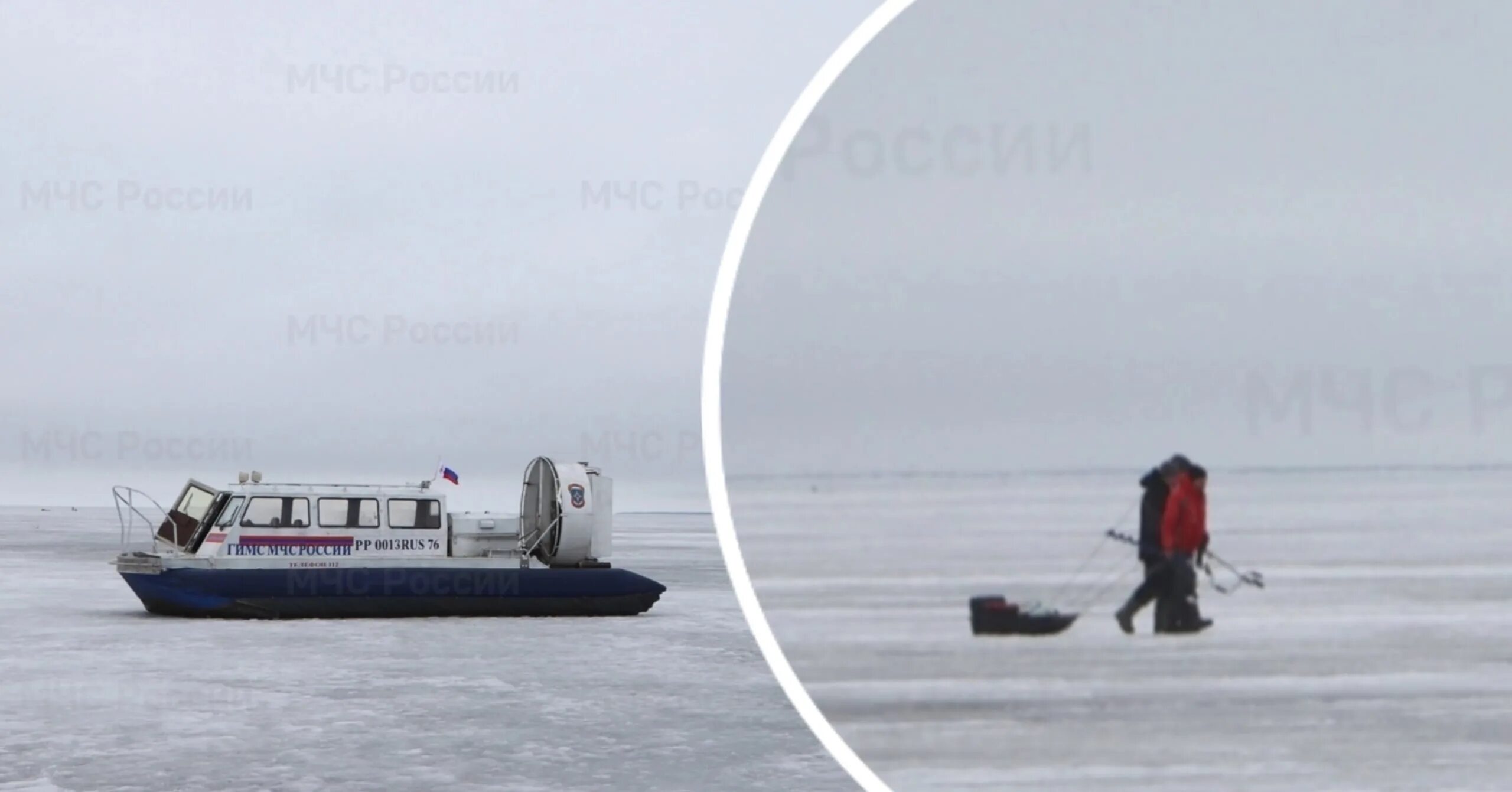 Выход на лед на рыбинском водохранилище. Рыбаки на льду. Провал снегохода под лед. Мотособака на льду.