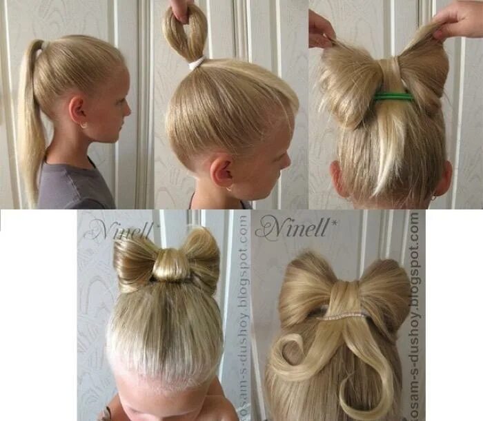 Детская прическа с бантом. Детские прически бант. Прическа для девочки с 2 бантами. Бант из волос. Детская прическа бантик.