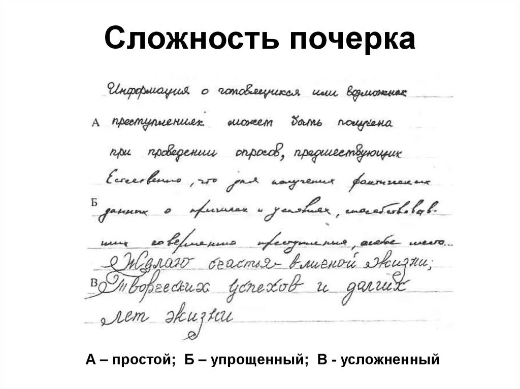 Почерки индивидуальной. Сложность почерка криминалистика. Степень сложности почерка криминалистика. Строение почерка. Образцы почерка.