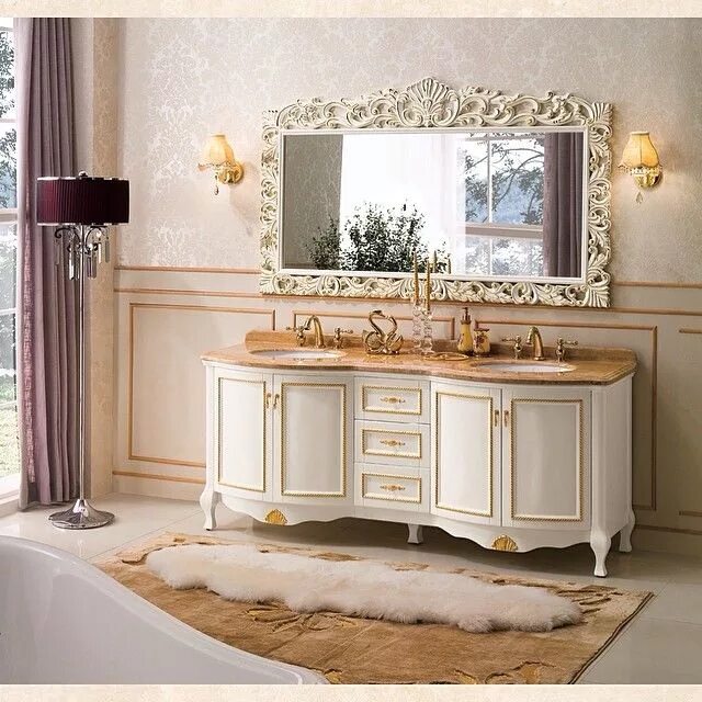 Мебель для ванной комнаты. Красивая мебель для ванной. Мебель для ванной в классическом стиле. Гарнитур в ванную комнату. Классическая мебель для ванны