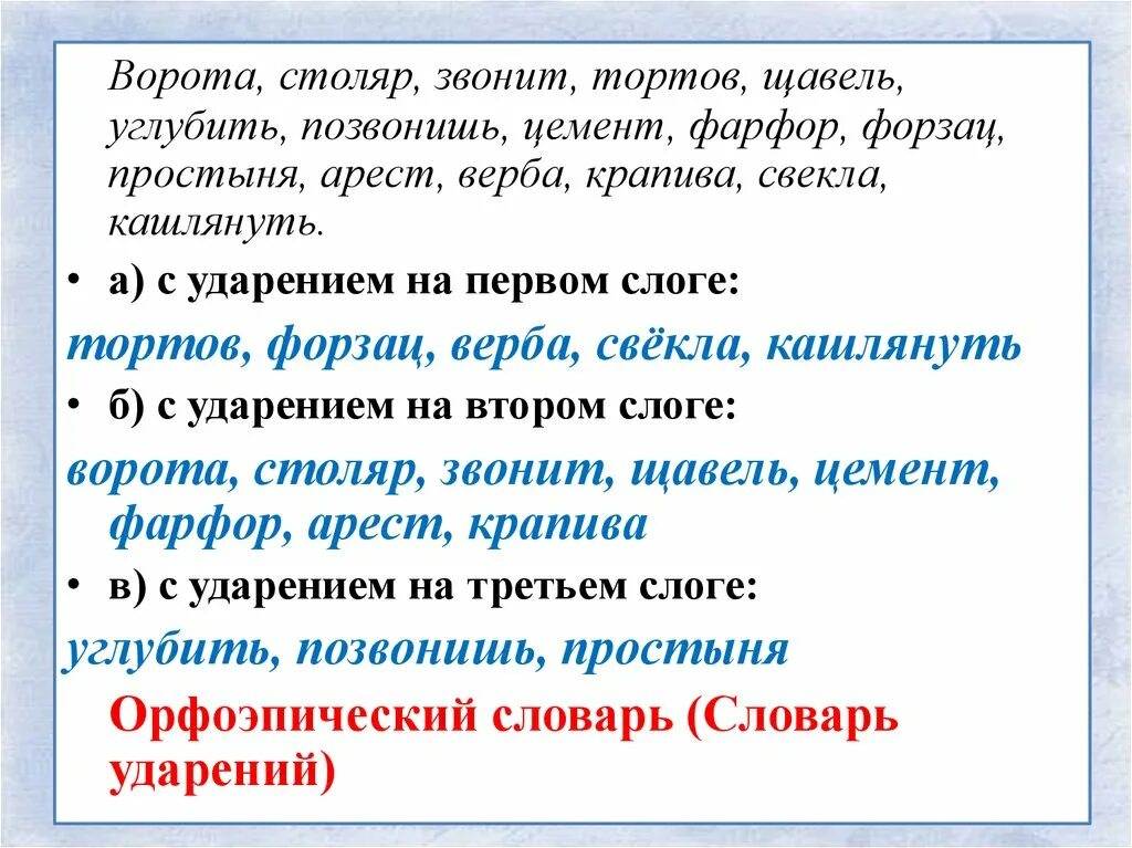 Кашлянуть ударение. Форзац ударение. Простыня простыня ударение. Форзац куда падает ударение. Шарфы ворота добела позвонишь ударение