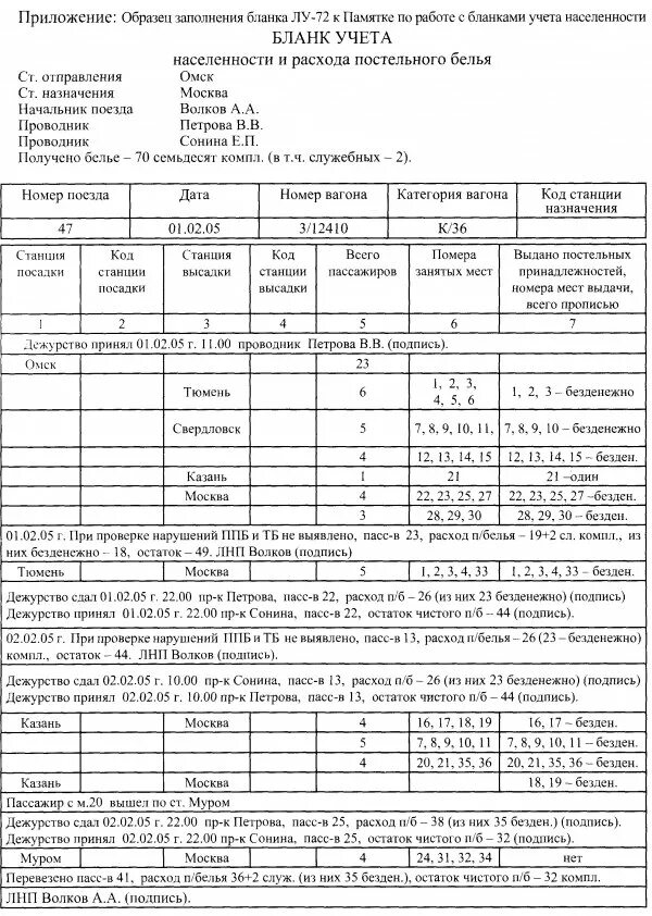 Образец заполнения учета 2 2