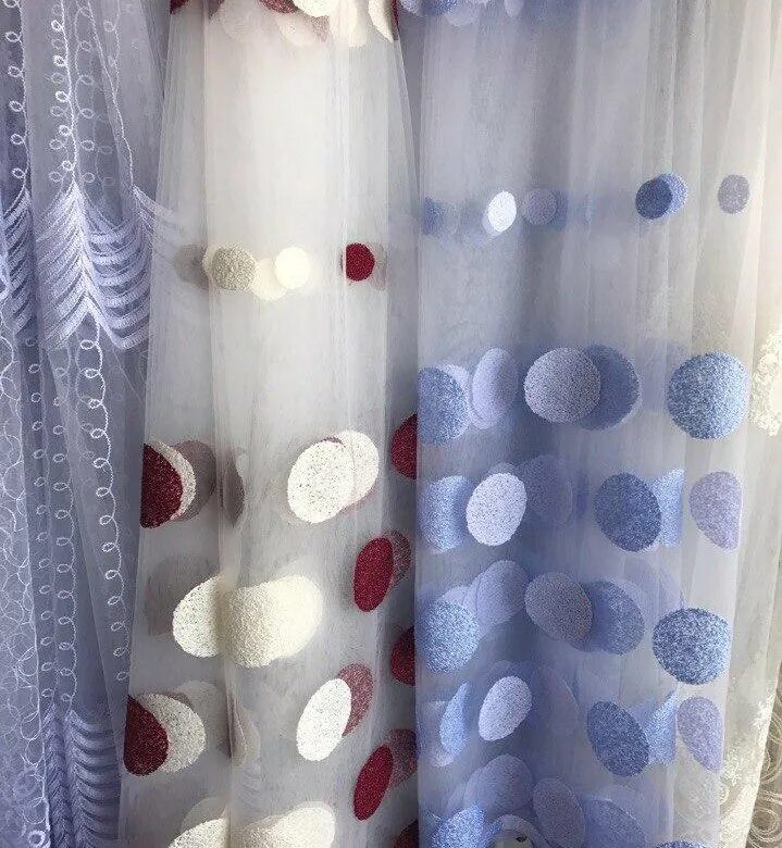 Озон интернет магазин тюль. Тюль занавеска mesh embroiddery curtain 140*260 модель gzg134-3 royal union. тюль в горошек. тюль в крупный горох. занавески с кружочками.