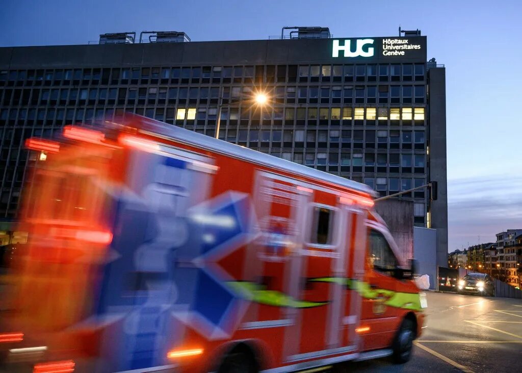 Switzerland Hospitals. Ambulance arrive