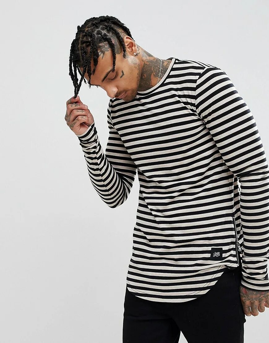 лонгслив в полоску мужской