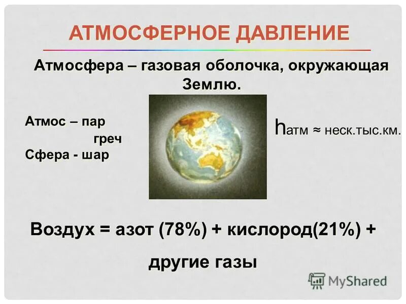 давление атмосферы земли равно