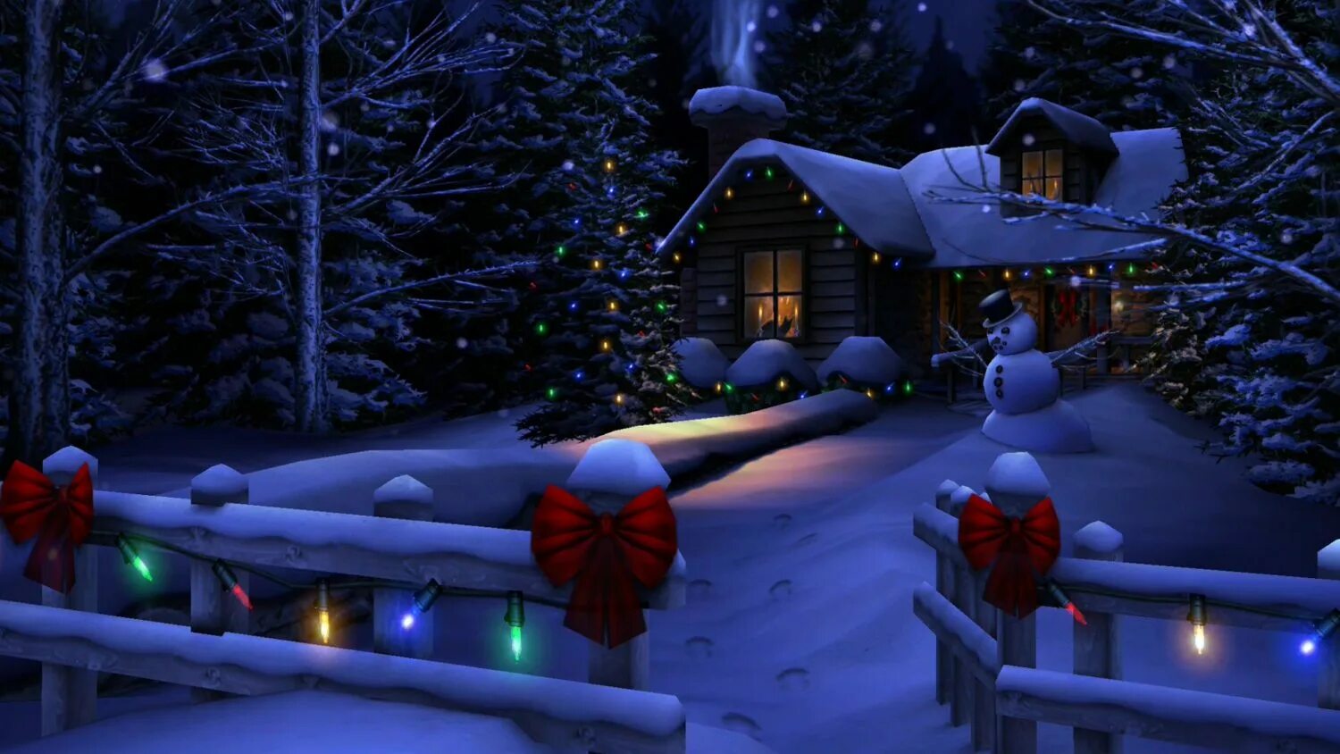 Новогодняя зима на рабочий стол. Сказочный новый год 3d. Новогодние живые обои на андроид. Обои снеговик. Новогодняя ночь.