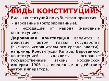 Виды народных конституций