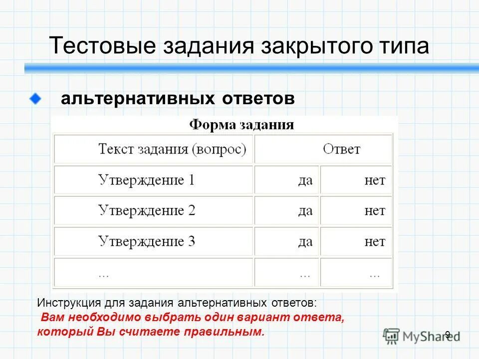 Признаком вопрос из теста. Тестовые задания закрытого типа примеры. Задания закрытого типа примеры. Тестовые вопросы закрытого типа это. Примеры тестовых заданий.