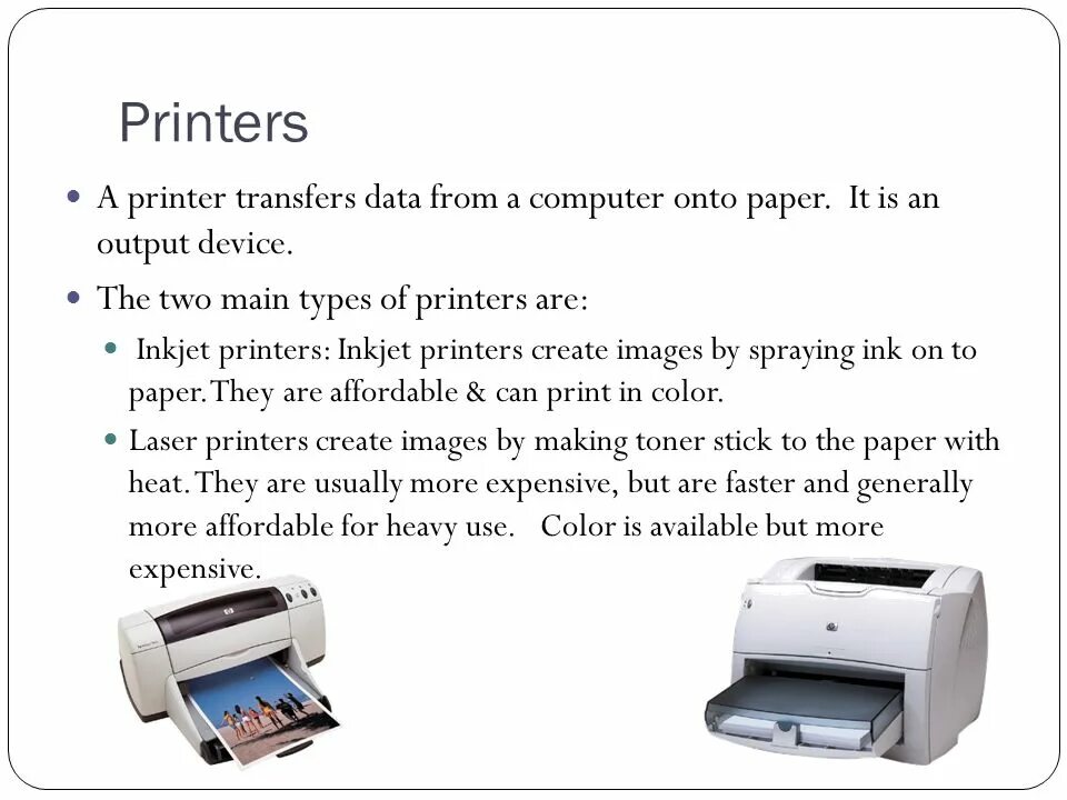 Types of printers. Принтер на английском. Принтер турлари презентация. Части принтера на английском.