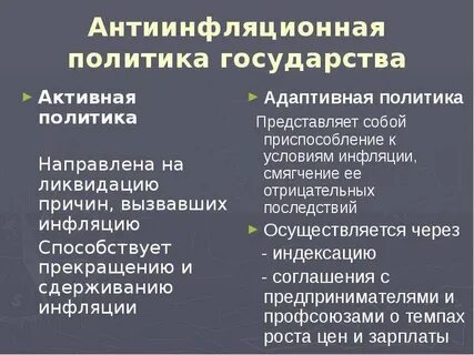 1 обоснуйте необходимость проведения государством антиинфляционной политики