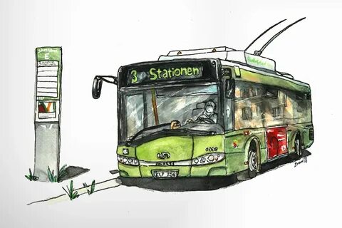 Автобус акварель