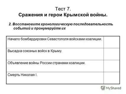 Восстанови хронологический порядок