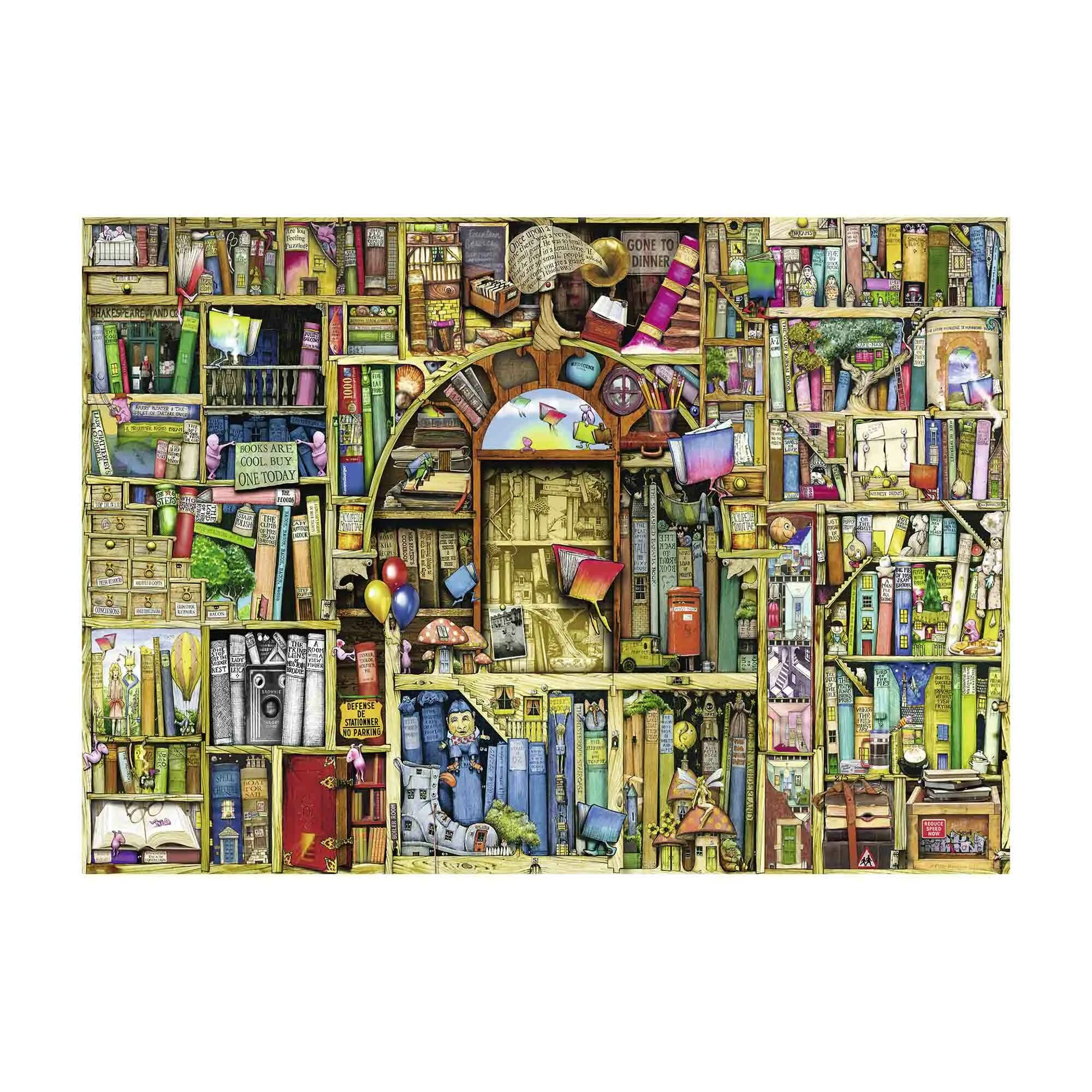 Игры книжный магазин. Равенсбургер 1000. Пазлы Ravensburger 18000 книжный шкаф. Пазлы 1000 элементов. Необычные пазлы.