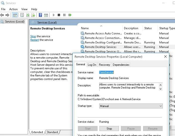 Служба Remote desktop services. RDP Windows 10. TERMSERVICE как отключить. Служба RDP Windows 10 название.