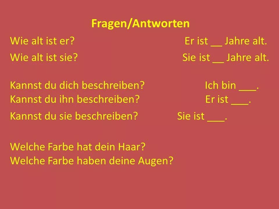 Er ist немецкий. Wie в немецком языке. Jahre alt произношение. Fragen управление.