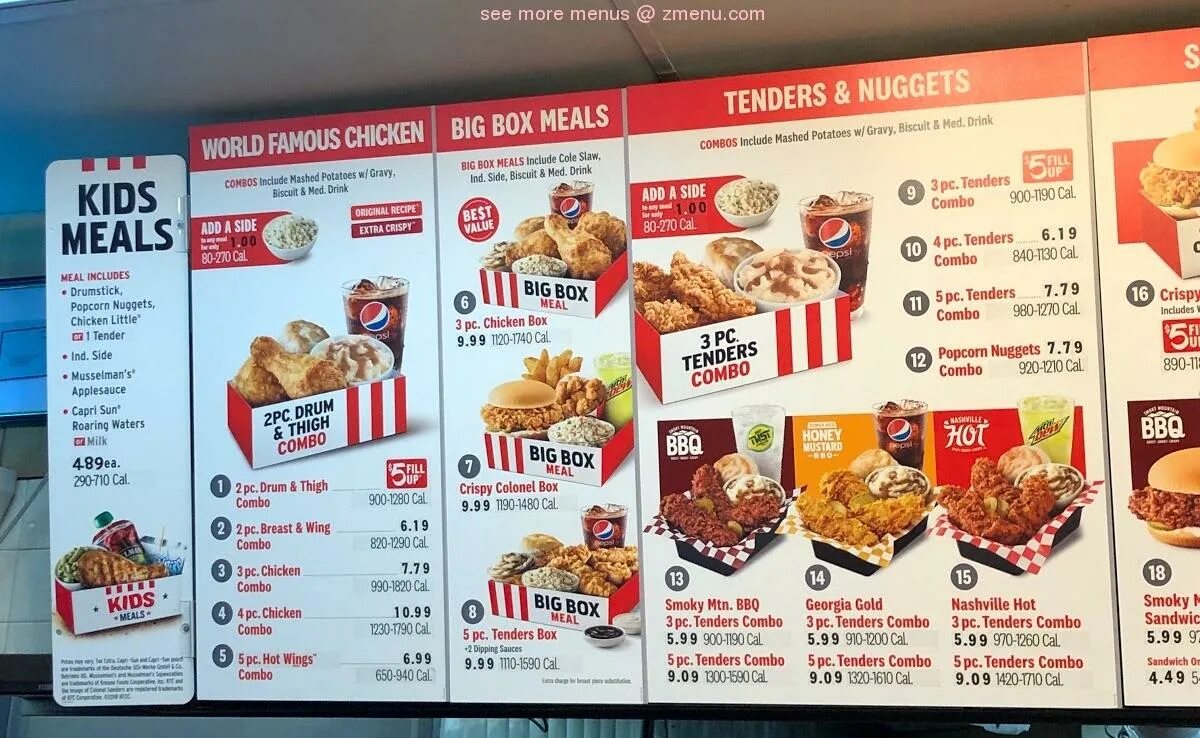 Меню читай ешь. Кфс меню. меню kfc 2025. kfc меню москва. ростикс кфс меню.