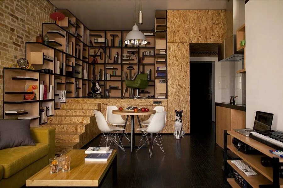 This apartment interior was designed with a slide into the living room Apartment