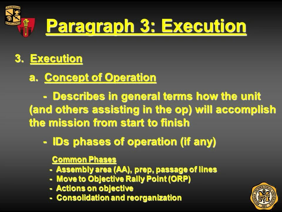 Operations orders