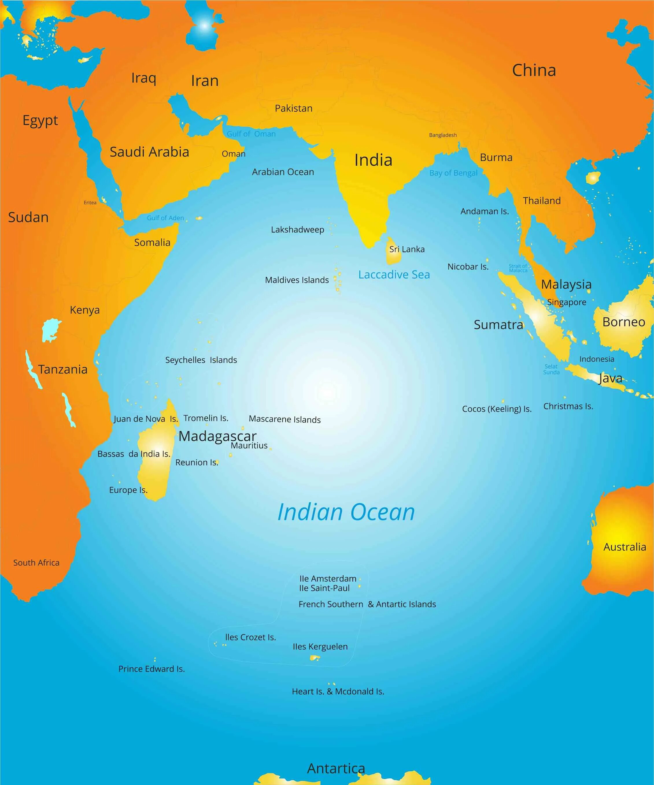 Какие острова расположены в индийском океане. Экватор в индийском океане на карте. Индийский океан на карте. Острова индийского океана на карте. Политическая карта индийского океана.