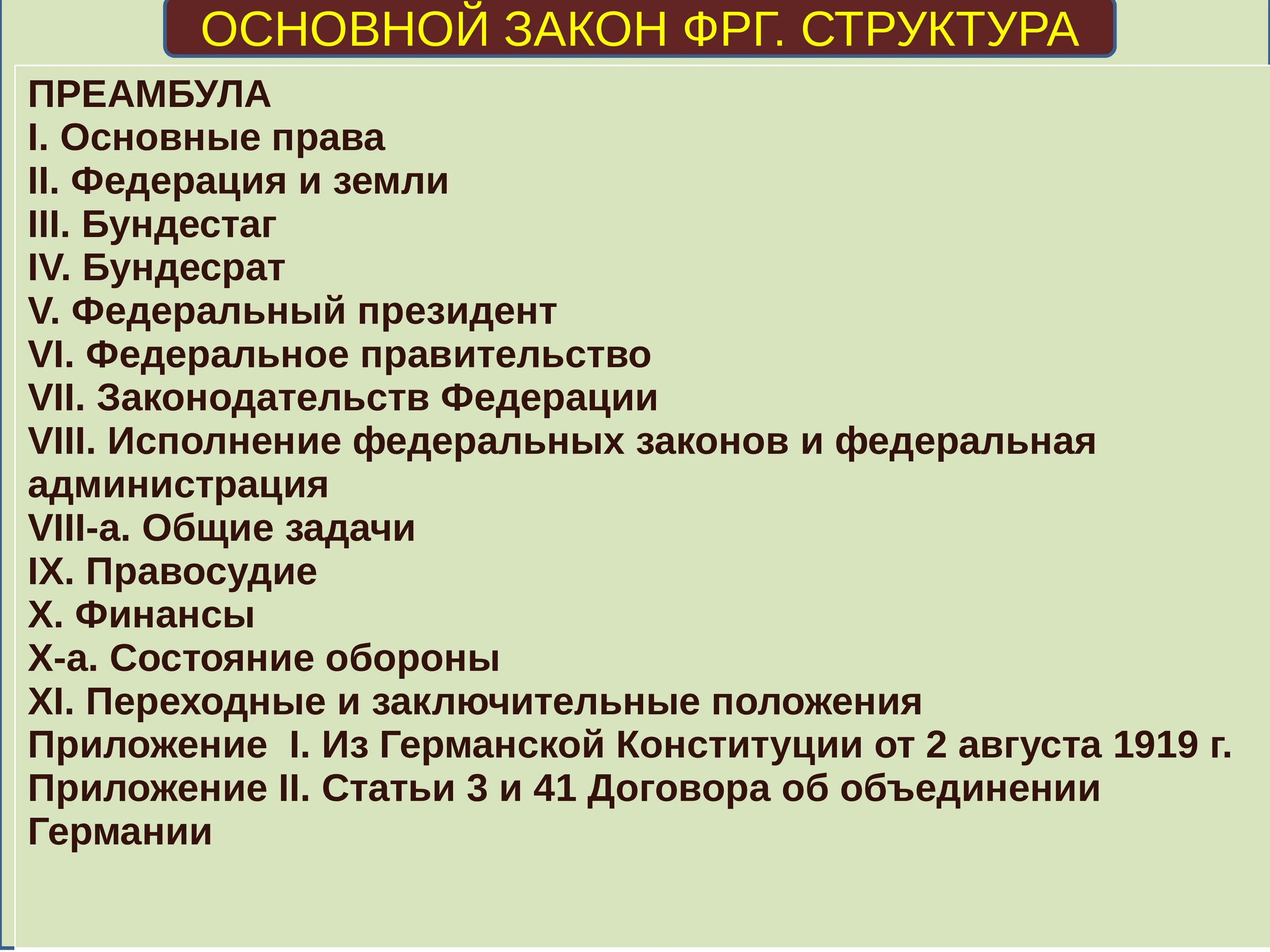 Германия основное. Основной закон Германии 1949. Структура основного закона Германии. Конституция ФРГ 1949 структура. Структура основного закона ФРГ 1949.