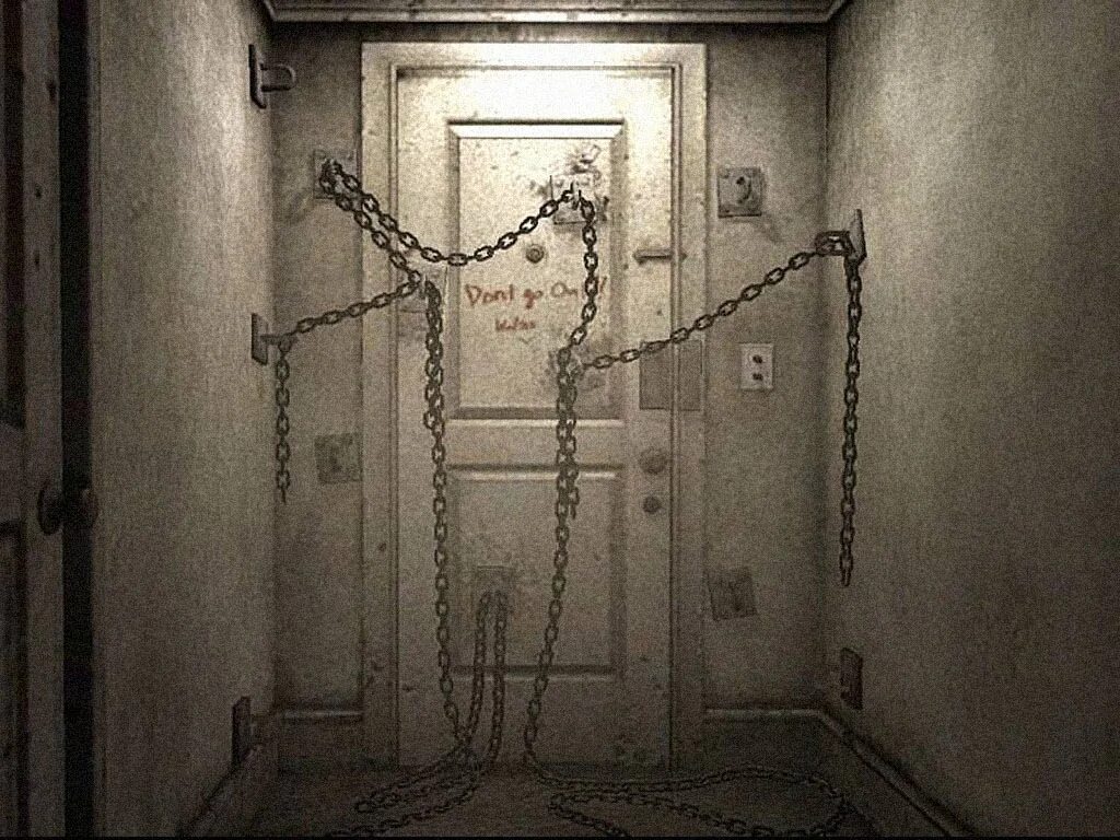 Игры хоррор двери. Silent Hill дверь с цепочкой.