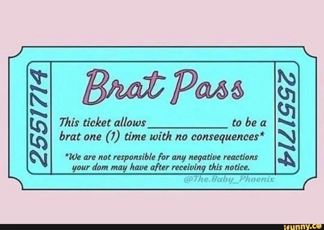 Pass the ticket. I ticket. aesthetic tickets. brat bottom. we are not responsible.