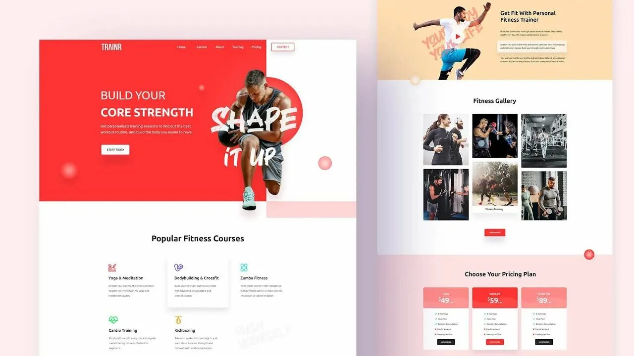 Fit web app. One page website.