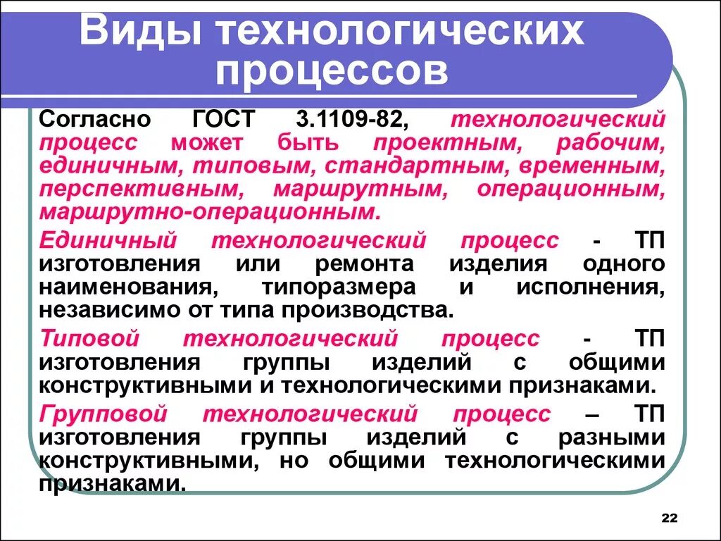 Технологический процесс виды технологического процесса. Виды технологических процессов согласно ГОСТ3.1109-82. Перечислите виды технологических процессов. Виды технологических процессов ГОСТ.