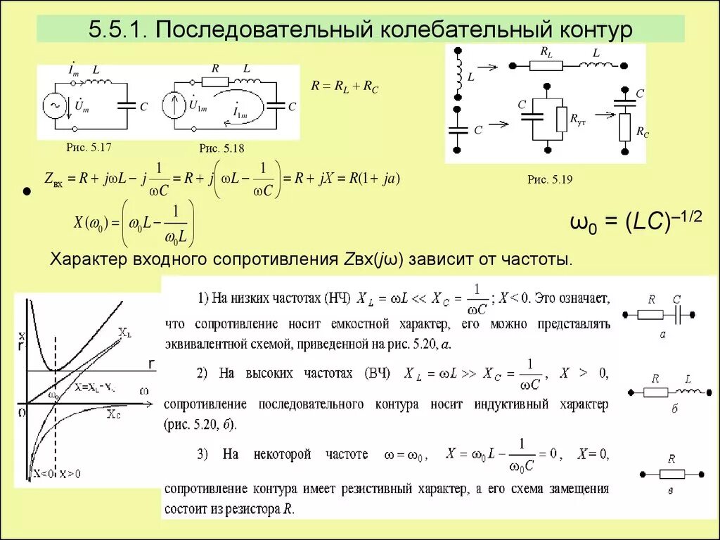 Комплексное сопротивление последовательного колебательного контура. Частотные характеристики последовательного резонансного контура. Частотные характеристики параллельного резонансного контура. Последовательный колебательный контур схема АЧХ.